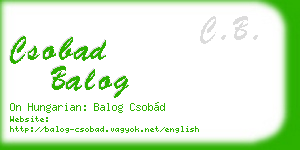 csobad balog business card